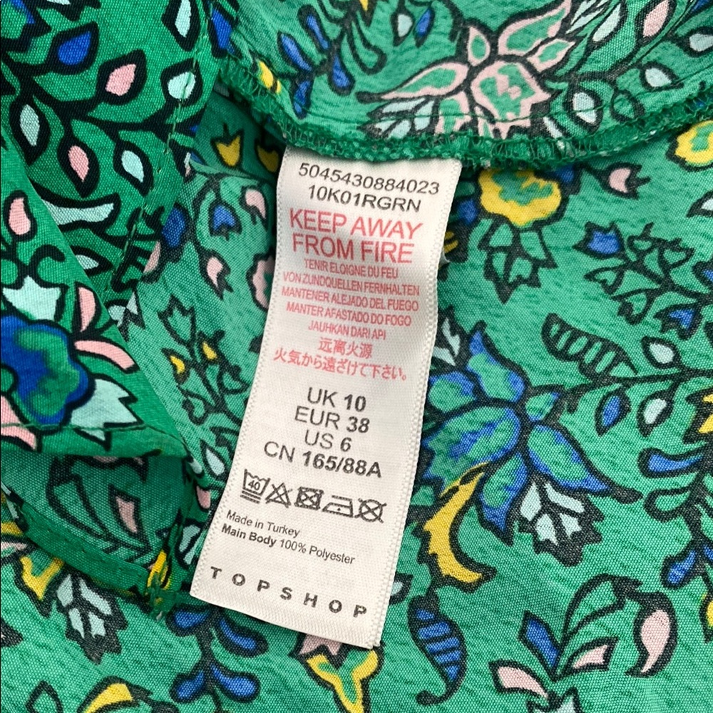 Topshop Green Blue Paisley Handkerchief Midi Dress - Picture 5 of 12